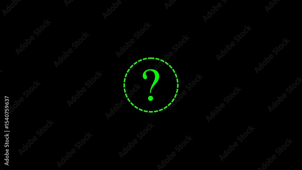 Poster question mark design with a green color scheme set within a dashed circle symbolizing mystery and un
