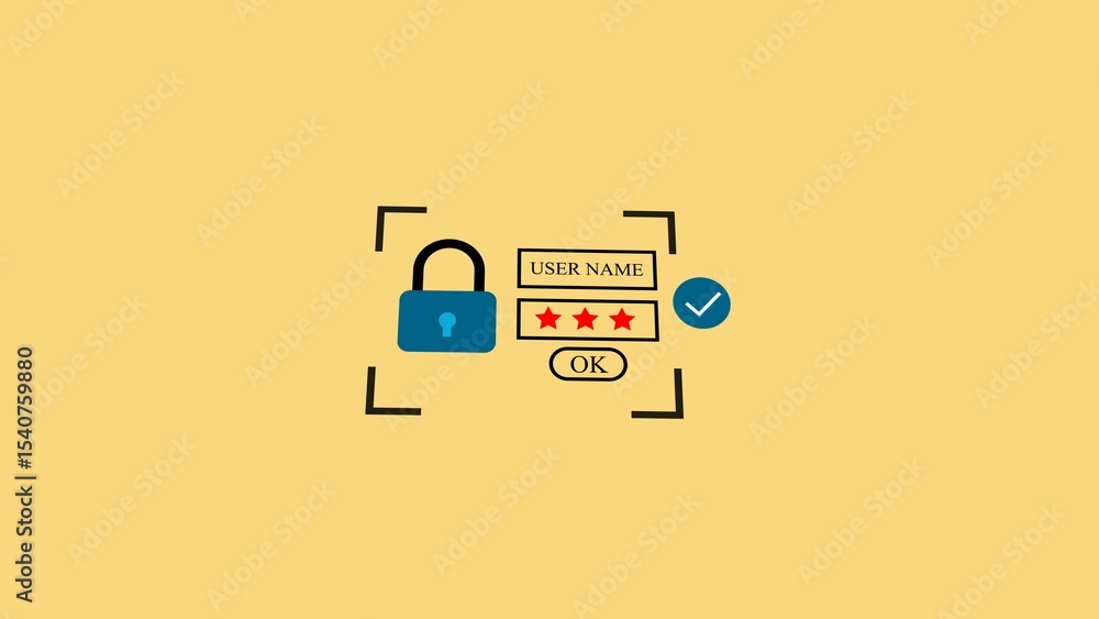 Poster secure login interface with a blue padlock indicating protection user name and password input fields