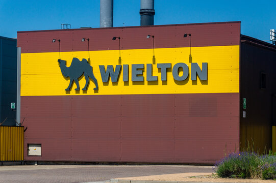 Wielun, Poland - June 15, 2025: Logo of Wielton, Polish manufacturer of tippers and tautliners for traction units.