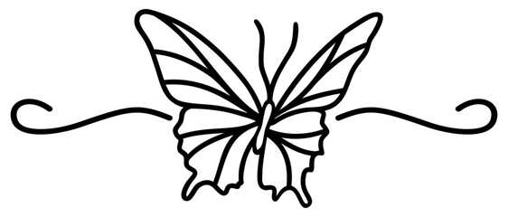 Butterfly Border | Border Element | Vector Line Art