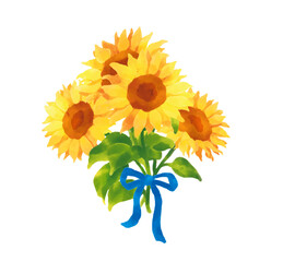 Obraz premium 水彩風ひまわりの花束