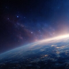 Fototapeta premium World Ozone Day background with earth and outer space