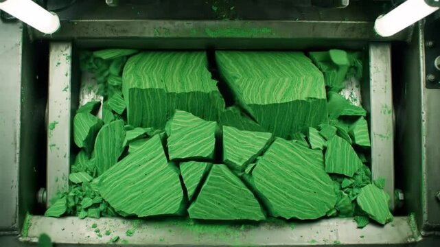 Green Material Slicing Process By Industrial Cutting Equipment