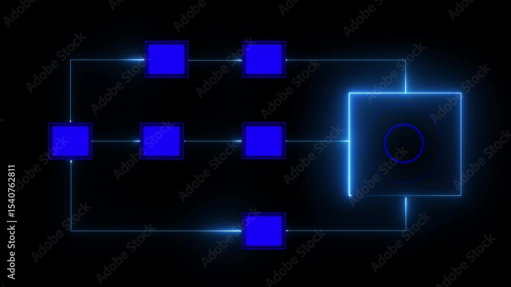 Poster ai tools or neon box. multi function for agentic ai technology motion background. multi agent ai sys