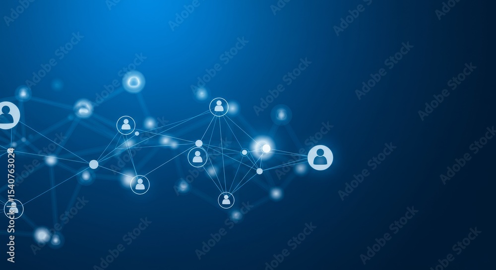 Poster global network connections - abstract depicting a network of interconnected individuals, symbolizing