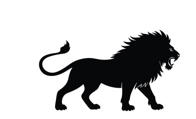 Obraz premium Fierce lion silhouette with majestic expression jungle king silhouette illustration