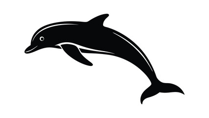 Fototapeta premium Graceful dolphin leaping joyfully from ocean waves silhouette illustration