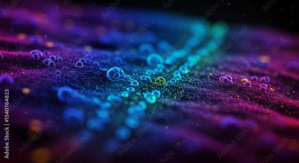 Poster microscopic cellular highway: energy and data transfer - abstract symbolizing cellular communication
