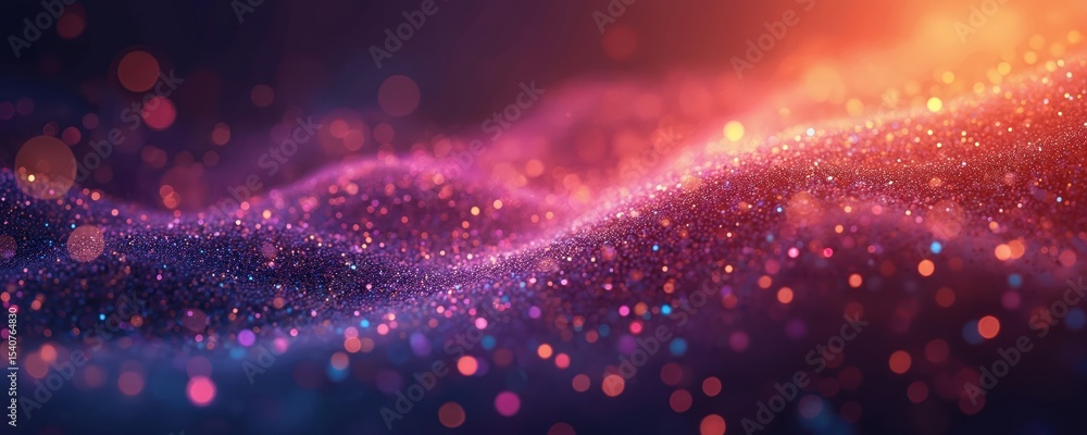 Poster Abstract image of vibrant colors with depth. Purple orange background with small dots, creating motion. Digital art design suitable for modern tech, led screens, web design.