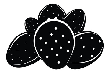 Black and White Vector Graphic Depicting Bunch of Prickly Pear Cactus Fruits