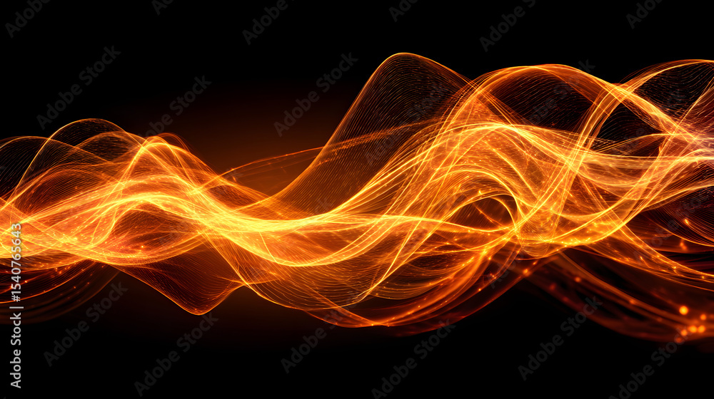 Poster abstract glowing orange and red flame wave texture on a dark background for design and artistic back