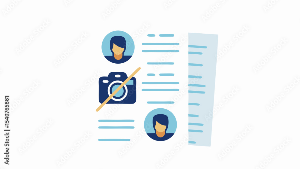 Poster icon showing profile information with user avatars and a camera crossed out on a white background