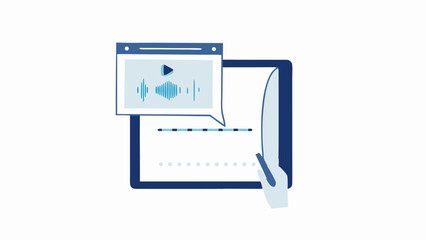 Tablet showing audio waveform with hand using stylus for editing on a digital interface screen
