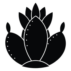 Stylized Black Lotus Flower Graphic with Rounded Elements and Small Dots Illustration