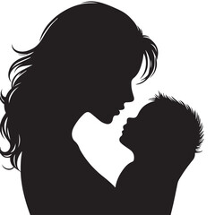 Elegant Silhouette of Mother Holding Baby &ndash; Vector Motherhood Art 
A touching silhouette of a standing mother holding her baby, created in a clean black and white vector style. Great for 