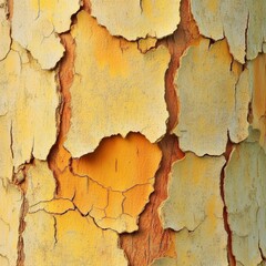 Obraz premium Cracked Tree Bark Texture Yellow, Orange and Gray Hues, Tree Bark, Texture