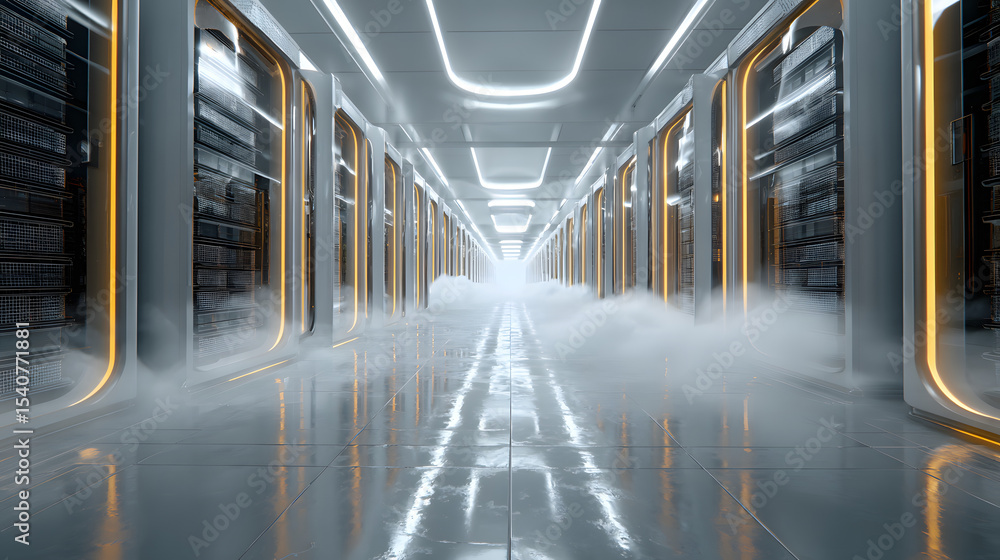 Aufkleber futuristic backup storage data center - cloud computing technology