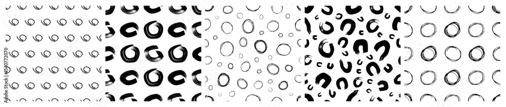 Aufkleber set of seamless patterns with scribble smears