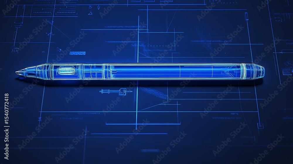 Aufkleber a blueprint of a smartphone stylus with pressure sensitivity nodes and rechargeable core