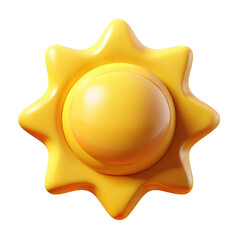 3d cartoon sun icon isolated on transparent background