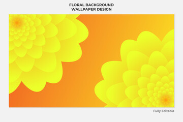 Floral background wallpaper vector design bright yellow flower with orange for digital and print use