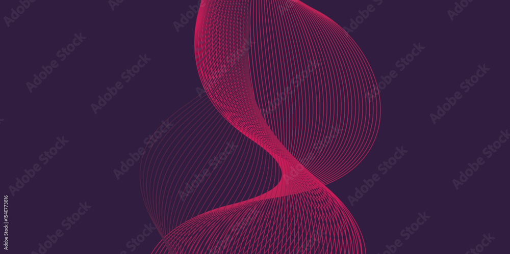 Poster Artistic blend line of colors creating shape on curve wavy line dynamic overlapping modern abstract background, color line art smooth wave lines for modern design twisted curve blend effect texture.