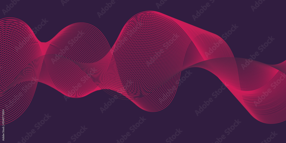 Poster Artistic blend line of colors creating shape on curve wavy line dynamic overlapping modern abstract background, color line art smooth wave lines for modern design twisted curve blend effect texture.