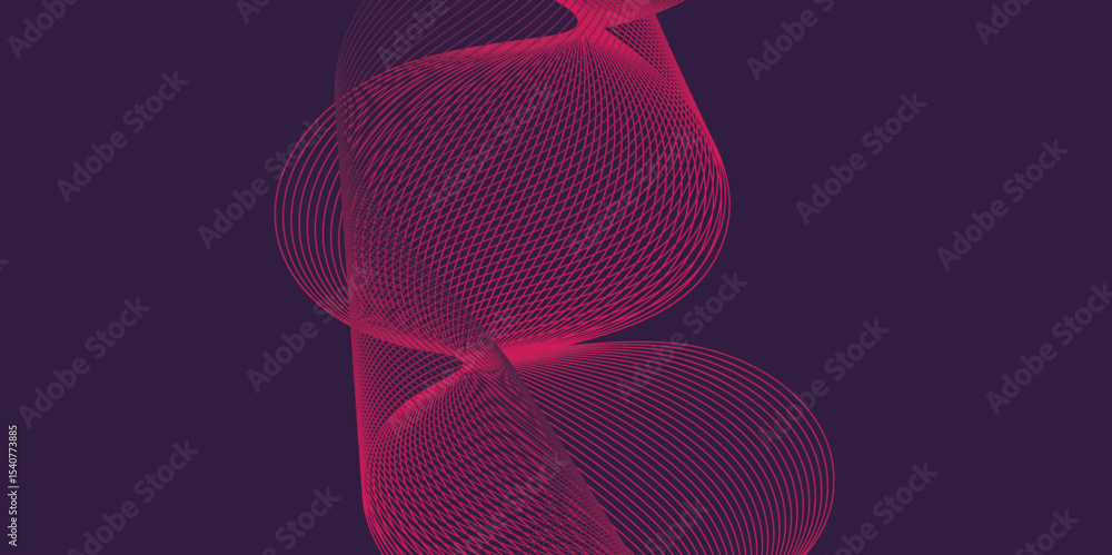 Poster Artistic blend line of colors creating shape on curve wavy line dynamic overlapping modern abstract background, color line art smooth wave lines for modern design twisted curve blend effect texture.