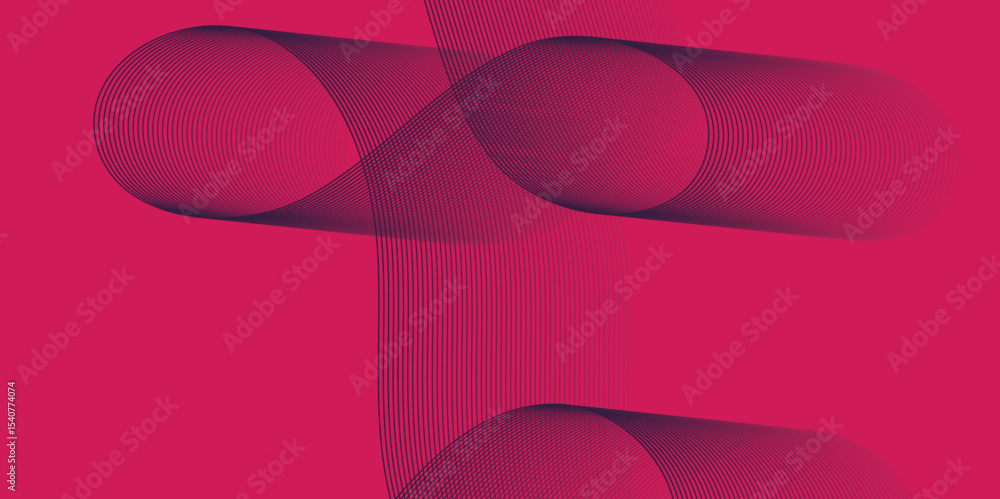 Poster Artistic blend line of colors creating shape on curve wavy line dynamic overlapping modern abstract background, color line art smooth wave lines for modern design twisted curve blend effect texture.