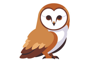 Obraz premium Cartoon Barn Owl Illustration - Cute Bird Graphic for Kids - Educational Wildlife Animal Design - Isolated Owl Image for Projects