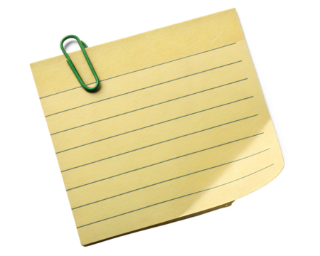 Lined Yellow Note with Paper Clip