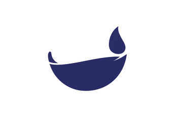 Fototapeta premium A simple dark blue diya illustration on a white background in a minimalist style design concept