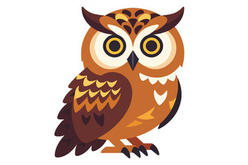 Fototapeta premium Cute Brown Owl Illustration-Cartoon Owl with Big Eyes-Adorable Bird Graphic for Kids-Animal Themed Design-Owl Clipart for Educational Resources