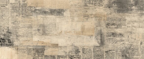 The vintage newspaper collage showcasing faded historical prints and textures.