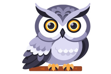 Naklejka premium Cute Cartoon Owl Illustration- Adorable Bird with Big Eyes- Perfect for Children's Books- Educational Resources- Wildlife Art- Graphic Design Projects