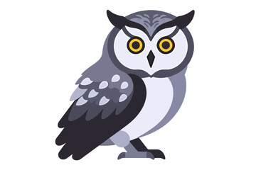 Fototapeta premium Cute Cartoon Owl Illustration- Adorable Bird Art for Kids- Owl Graphic with Big Yellow Eyes- Educational Wildlife Image- Downloadable Vector Design