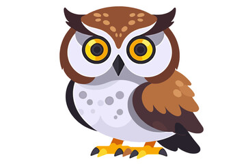Naklejka premium Cute Cartoon Owl Illustration- Adorable Owl Character with Big Eyes- Perfect for Kids- Wildlife Animal Illustration- Bird of Prey Graphic- Owl Clip Art Image