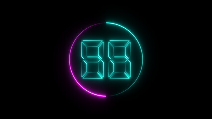 A circular illustration, and glowing digital neon number 88 illustration. on a black background. and creating a stunning illustration.4k illustration