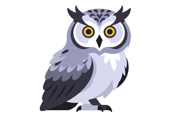 Fototapeta premium Cute Cartoon Owl Illustration-Adorable Bird Art with Yellow Eyes-Wildlife Graphic Design-Owl Vector Image for Kids-Owl Clipart for Educational Resources