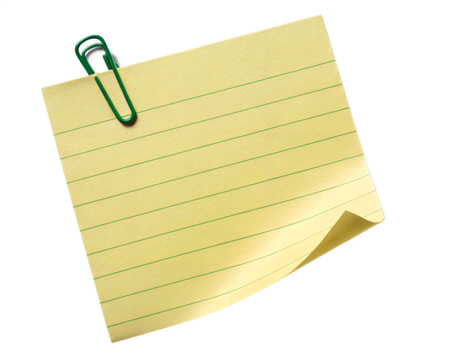 Lined Yellow Note with Paper Clip