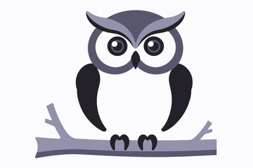 Obraz premium Cute Cartoon Owl Illustration-Adorable Bird on a Branch Image-Perfect for Kids-Friendly Animal Clip Art-Download Now-Owl Vector Graphic
