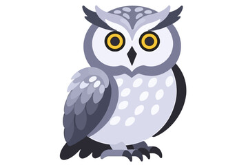 Fototapeta premium Cute Cartoon Owl Illustration-Adorable Bird with Big Yellow Eyes-Wildlife Animal Clip Art-Perfect for Kids and Nature Lovers Projects