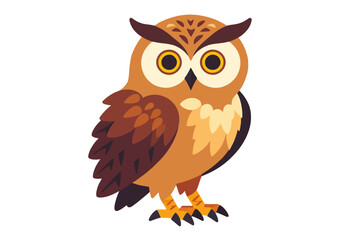 Cute Cartoon Owl Illustration-Adorable Brown Bird Image for Kids-Wildlife Animal Graphic-Owl Character Art-Educational Resource for Learning