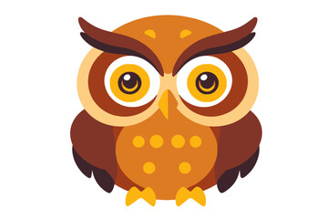 Naklejka premium Cute Cartoon Owl Illustration-Adorable Brown Owl Graphic-Owl Clipart Image for Kids-Funny Owl Cartoon-Owl with Big Eyes-Owl Character Design-Owl Art for Children