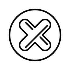 Simple cross mark icon in circle graphic design element