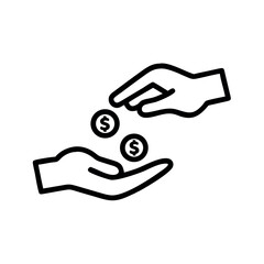 Giving money donation hand charity help support
