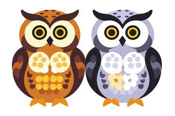 Fototapeta premium Cute Cartoon Owls Illustration-Whimsical Owl Art-Colorful Bird Graphic-Owl Design for Kids-Unique Owl Character-Digital Art Owls-Animal Illustration-Owl Lovers Gift