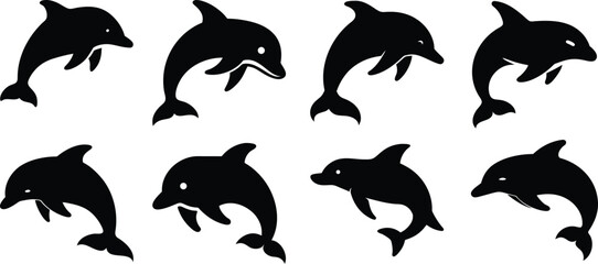 Dolphin Silhouette Clipart Bundle