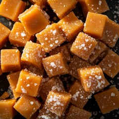 Salted Caramel Candy Cubes Close-up Image, Sweet Treat, Delicious, Caramel, Candy Candy, Caramel candy