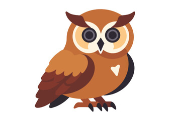 Naklejka premium Cute Brown Owl Illustration-Owl Clip Art Image-Cartoon Owl Drawing-Whimsical Bird Design-Educational Owl Picture-Animal Graphics for Kids-Owl Themed Art Print